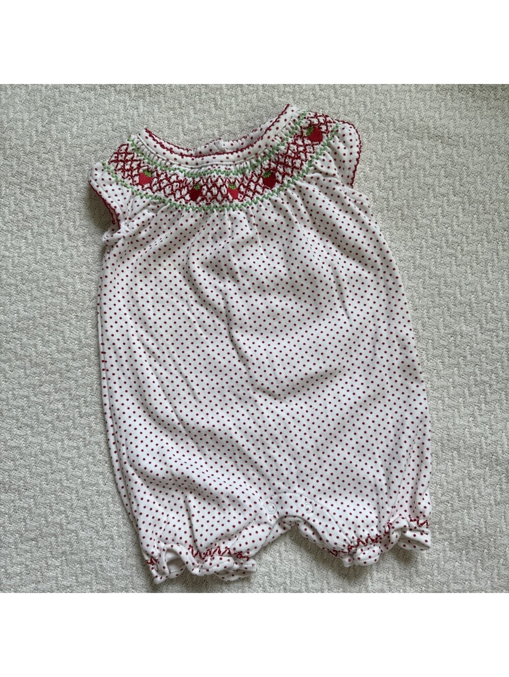 GYMBOREE 2012 So Berry Precious Dots Cute 3-6M Strawberry Polka Dot Romper